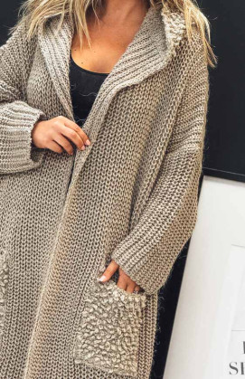 Gilet NAZARIO mi-long taupe foncé