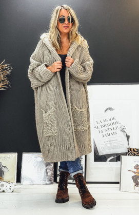 Gilet NAZARIO mi-long taupe...
