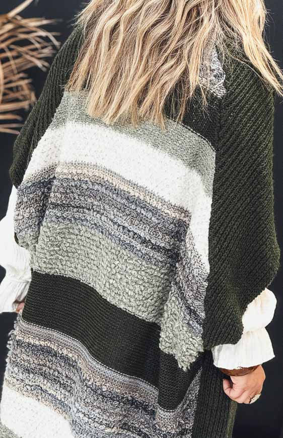 Kaki TOBIAS long cardigan with short sleeves