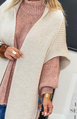 Gilet TOBIAS long manches courtes beige clair