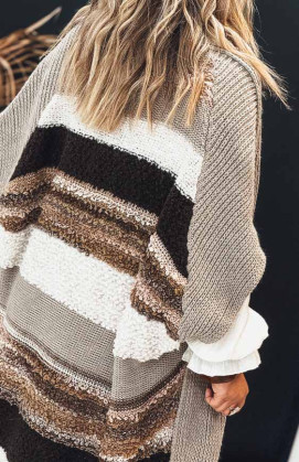 Taupe TOBIAS long cardigan with short sleeves