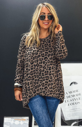 T-shirt TIAGO manches longues léo/taupe foncé