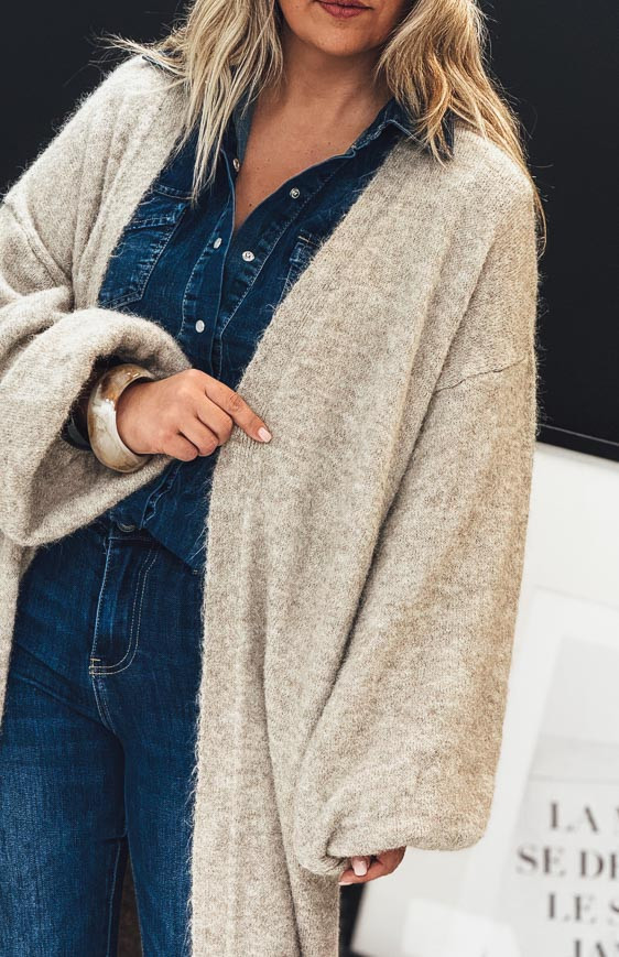 Beige EDWARD long cardigan