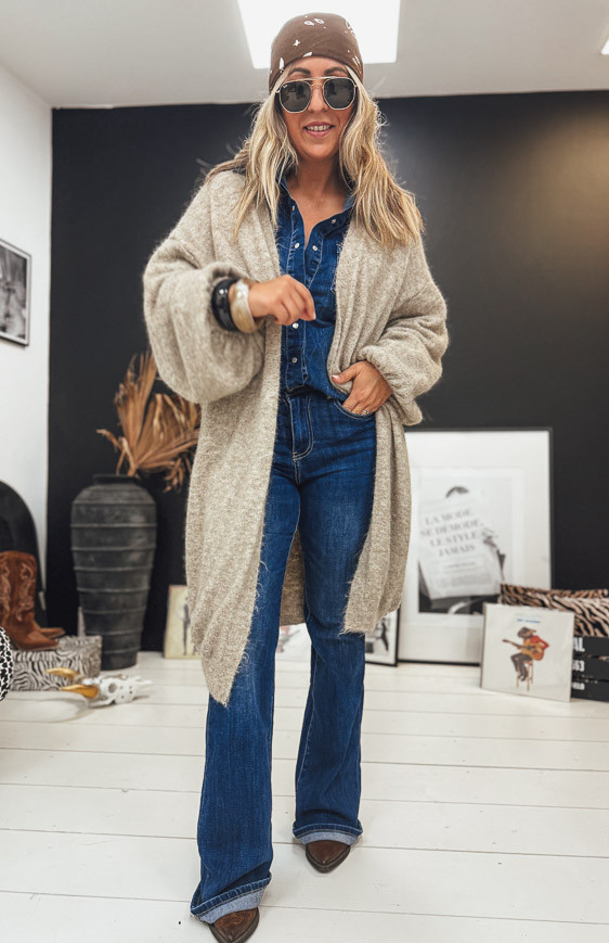Beige EDWARD long cardigan