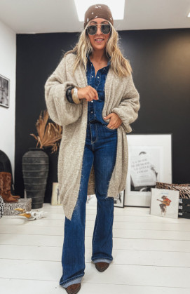Beige EDWARD long cardigan