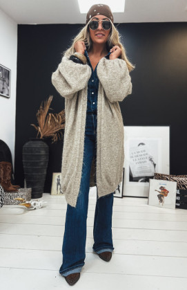 Beige EDWARD long cardigan