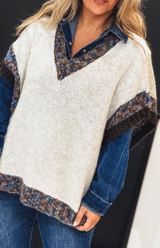 Beige DIXIE short-sleeved sweater