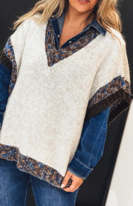 Beige DIXIE short-sleeved sweater