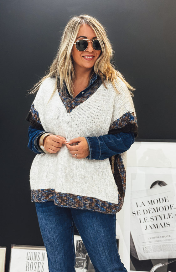 Beige DIXIE short-sleeved sweater