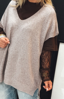 Dark taupe MERDERIC short-sleeved sweater