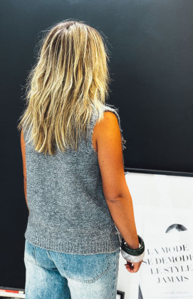 Grey MARTIN short sleeveless cardigan