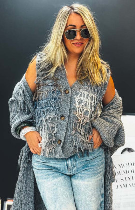 Grey MARTIN short sleeveless cardigan