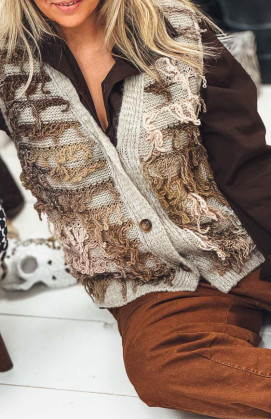 Taupe MARTIN short sleeveless cardigan