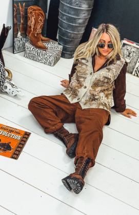 Taupe MARTIN short sleeveless cardigan