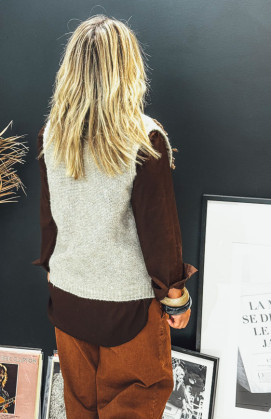 Taupe MARTIN short sleeveless cardigan
