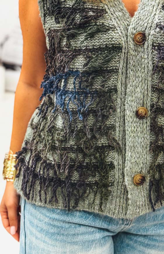 Green MARTIN short sleeveless cardigan