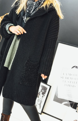 Black NAZARIO mid-length cardigan