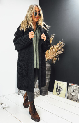 Black NAZARIO mid-length cardigan