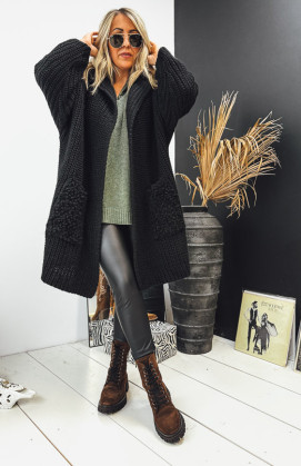 Black NAZARIO mid-length cardigan