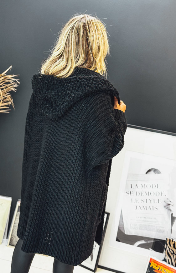 Black NAZARIO mid-length cardigan
