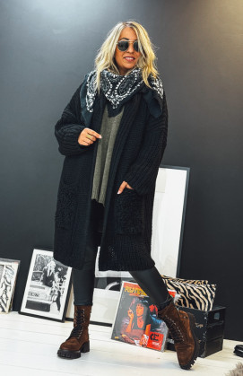 Black NAZARIO mid-length cardigan