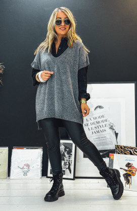 Dark grey MERDERIC short-sleeved sweater