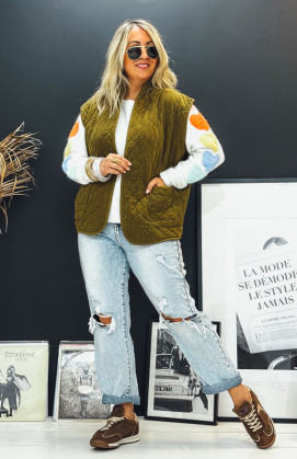 Tobacco BRUNELLA sleeveless jacket