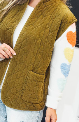 Tobacco BRUNELLA sleeveless jacket