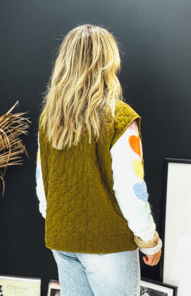 Tobacco BRUNELLA sleeveless jacket