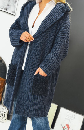 Gilet NAZARIO mi-long bleu foncé
