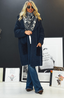 Gilet NAZARIO mi-long bleu foncé