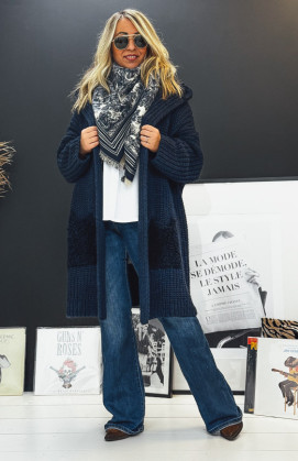 Gilet NAZARIO mi-long bleu foncé
