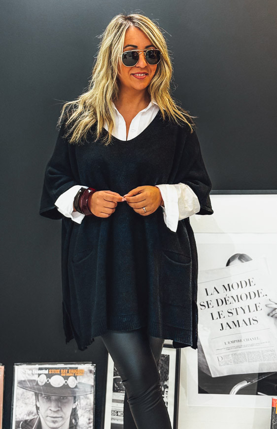 Pull KRISS long manches 3/4 noir