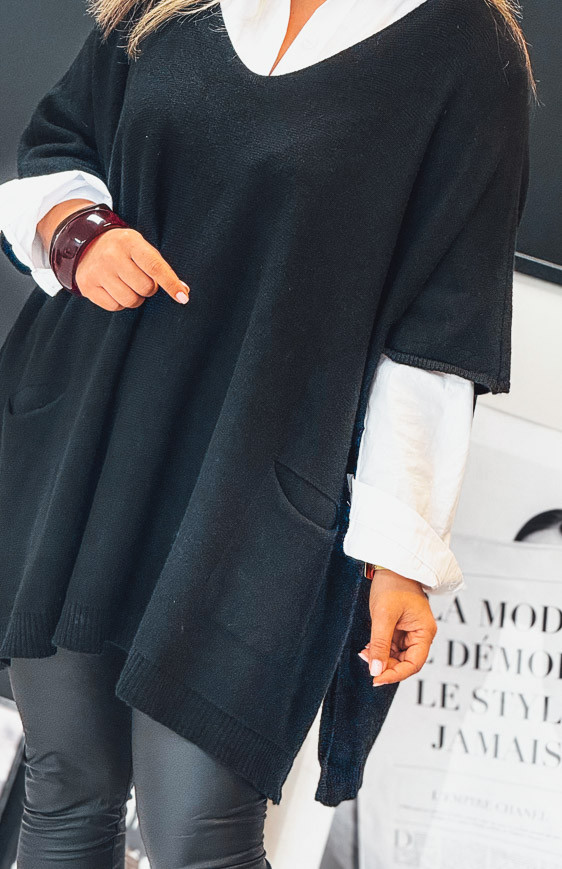 Pull KRISS long manches 3/4 noir