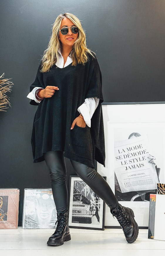 Pull KRISS long manches 3/4 noir