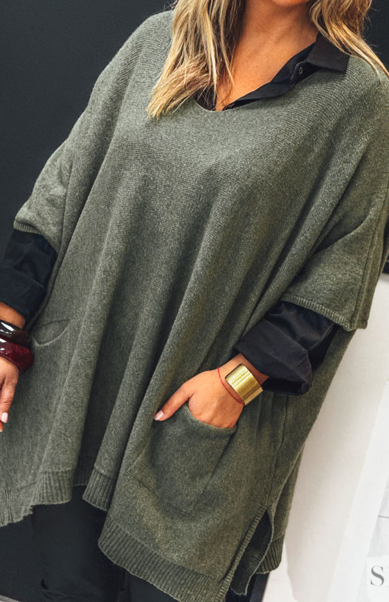 Kaki KRISS long 3/4 sleeves sweater