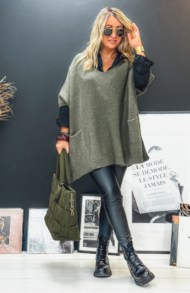 Kaki KRISS long 3/4 sleeves sweater