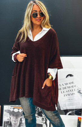 KRISS long 3/4 sleeves chocolate sweater