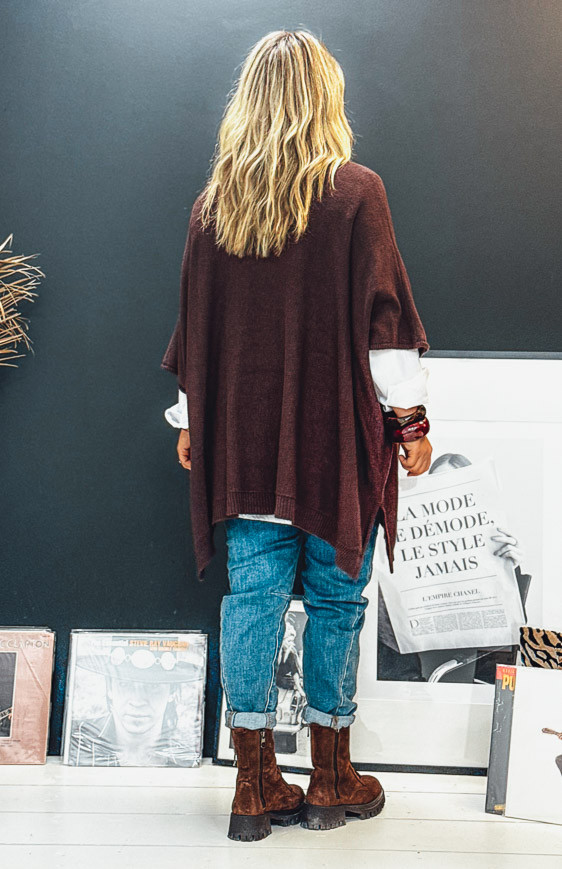 KRISS long 3/4 sleeves chocolate sweater