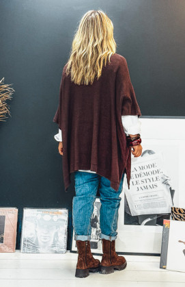 KRISS long 3/4 sleeves chocolate sweater