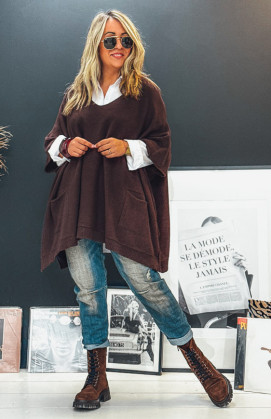 KRISS long 3/4 sleeves chocolate sweater