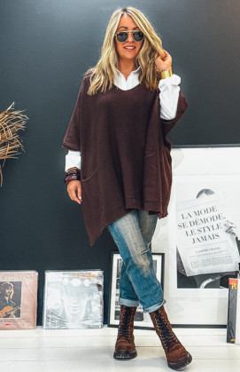 KRISS long 3/4 sleeves chocolate sweater