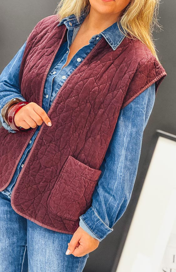 Aubergine BRUNELLA sleeveless jacket
