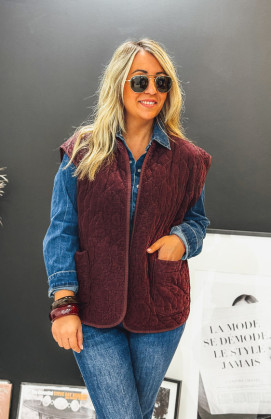 Aubergine BRUNELLA sleeveless jacket