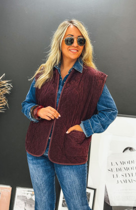 Aubergine BRUNELLA sleeveless jacket