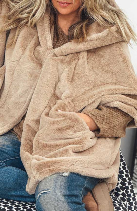 Beige IVANA mid-length jacket with 3/4 sleeves