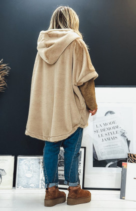 Beige IVANA mid-length jacket with 3/4 sleeves