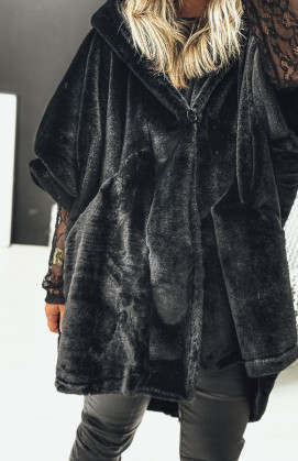 Black IVANA mid-length jacket with 3/4 sleeves