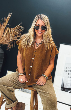 Camel MARC short-sleeved waistcoat