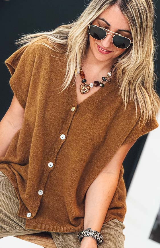 Camel MARC short-sleeved waistcoat